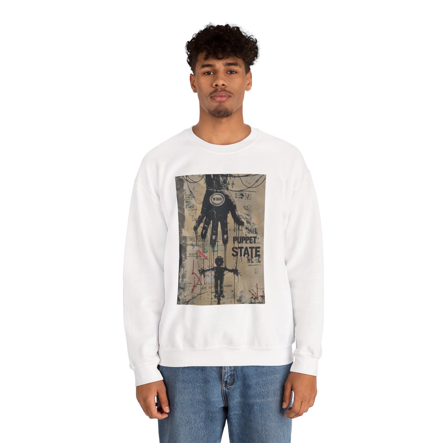 Artistic Puppet State Sweatshirt - Unisex Crewneck for Creative Souls - Riff Raff Wear