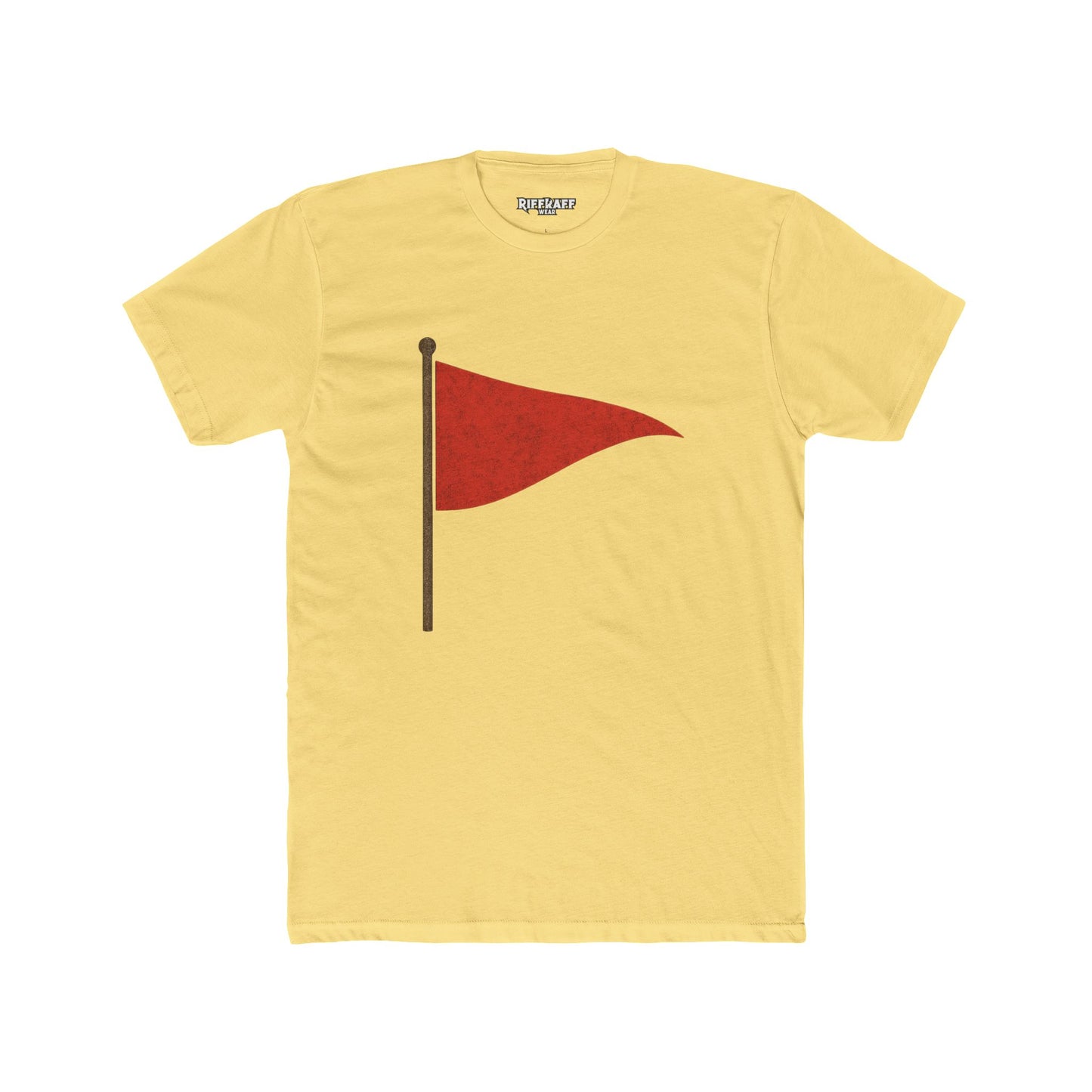 Unisex Cotton Crew Tee with Red Flag Design - Casual Wear for Trendsetters - Riff Raff Wear
