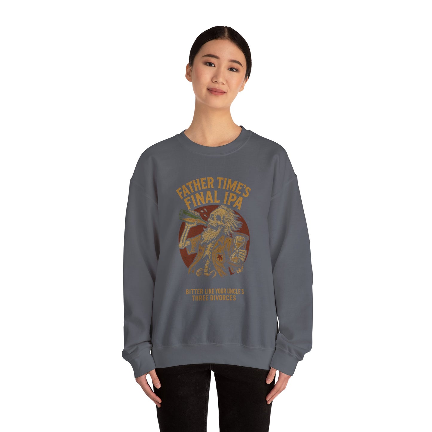 Funny Unisex Crewneck Sweatshirt - Father Time's Final IPA Design - Riff Raff Wear Underground