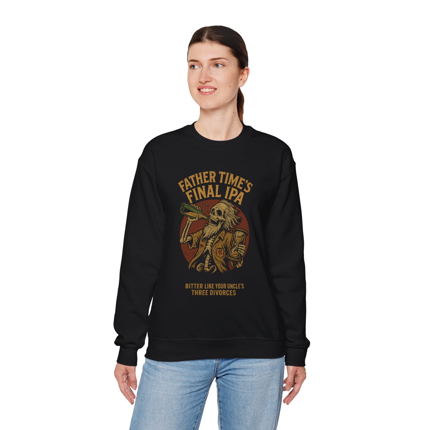 Funny Unisex Crewneck Sweatshirt - Father Time's Final IPA Design - Riff Raff Wear Underground