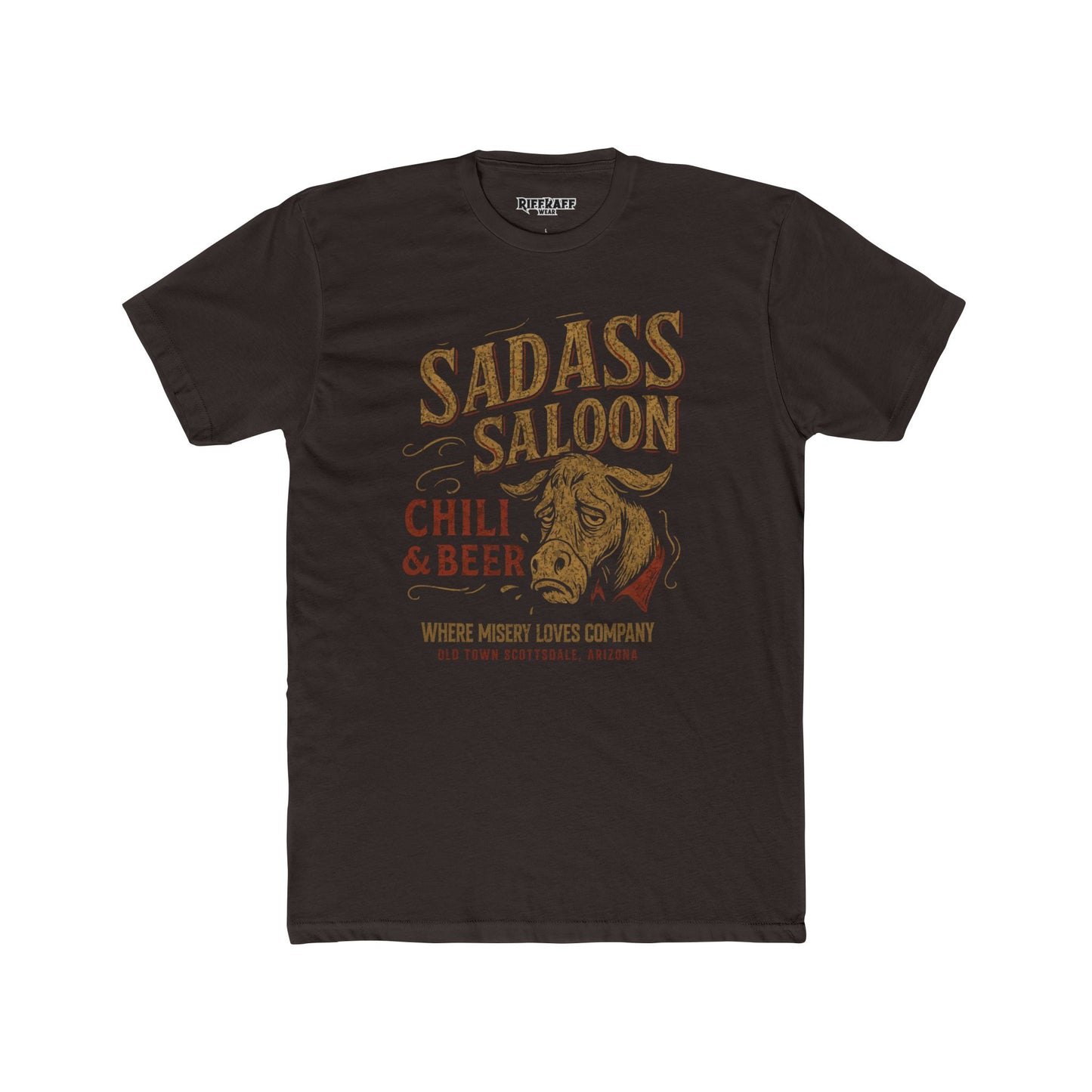 Sad Ass Saloon Unisex Cotton Crew Tee - Chili & Beer Graphic Tee for Fun Nights Out - Riff Raff Wear