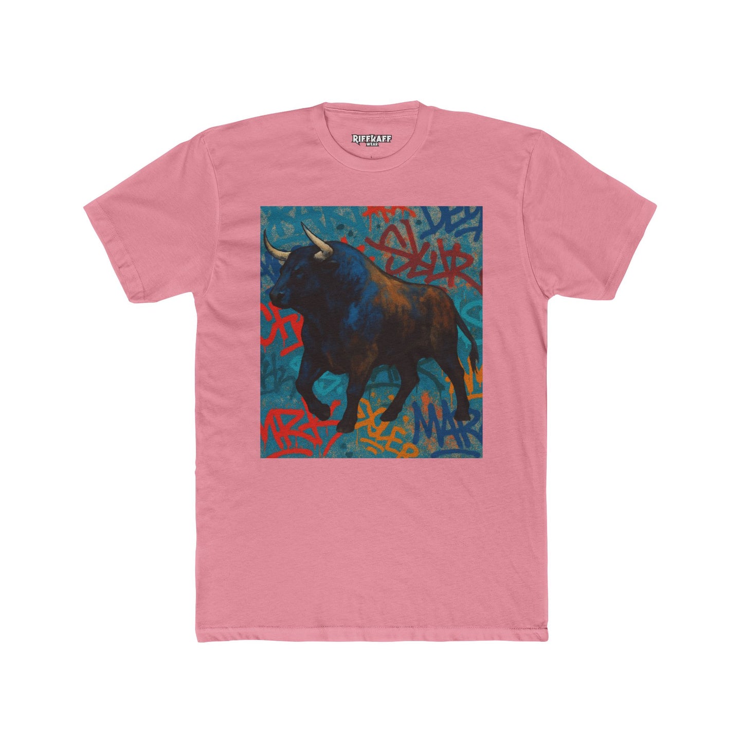 Graffiti Bull Unisex Cotton Crew Tee - Urban Style Graphic T-Shirt - Riff Raff Wear
