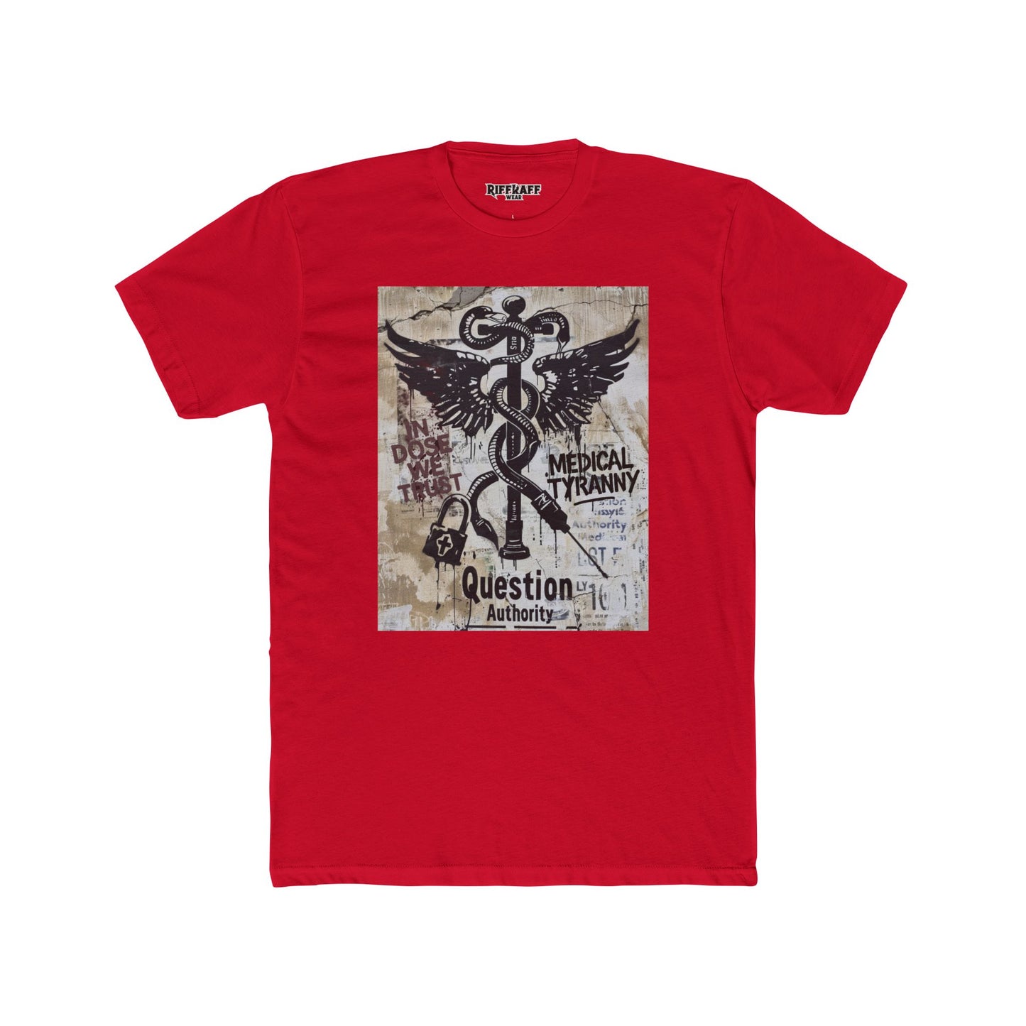 Unisex Cotton Crew Tee - Question Authority Free Thinkers Political Art - Riff Raff Wear