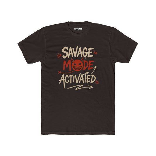 Savage Mode Activated Unisex Cotton Crew Tee – Casual Graphic Shirt for Everyday Style - Riff Raff Wear