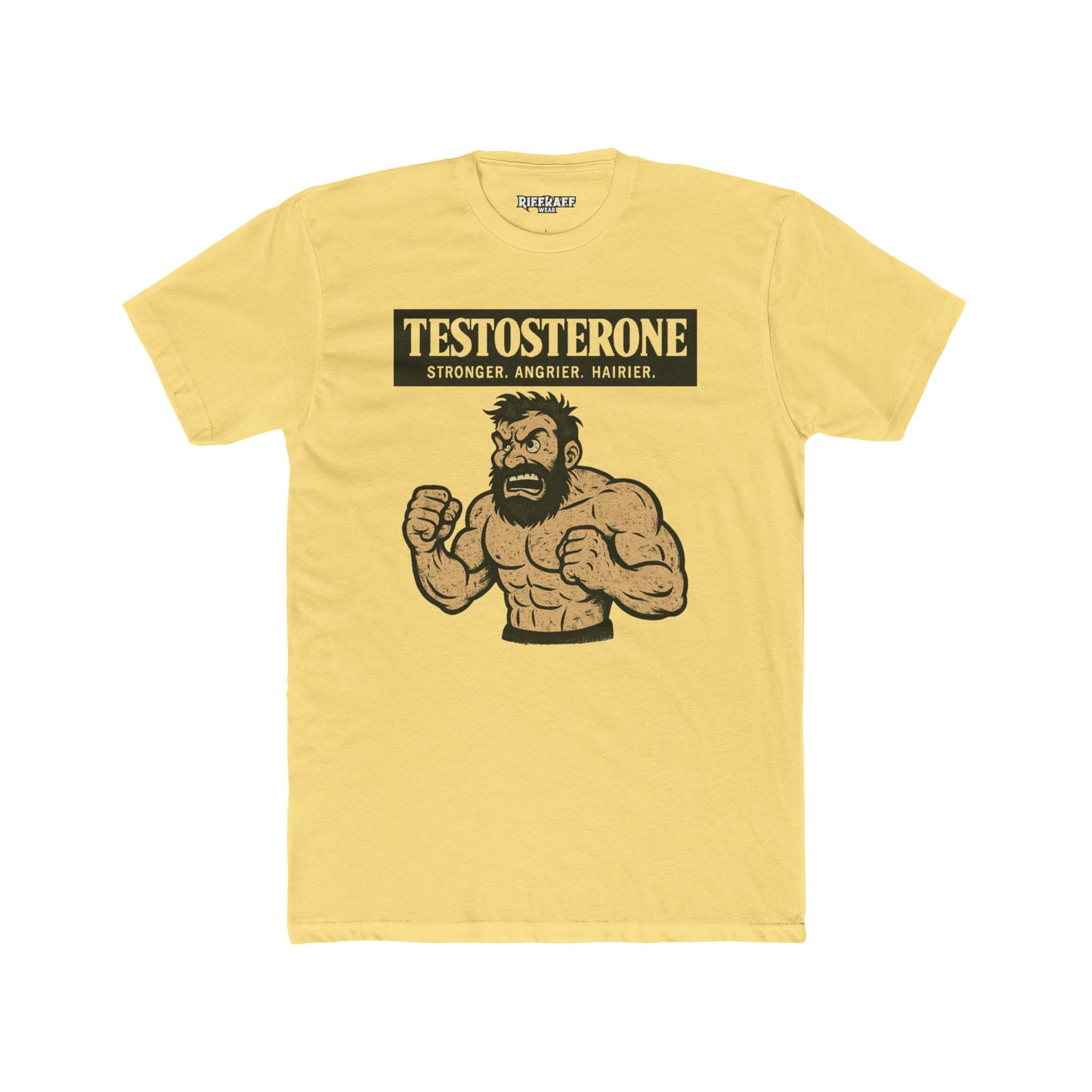 Testosterone Unisex Cotton Crew Tee - Stronger Angry Wiser - Casual Graphic Shirt - OverRX - Riff Raff Wear