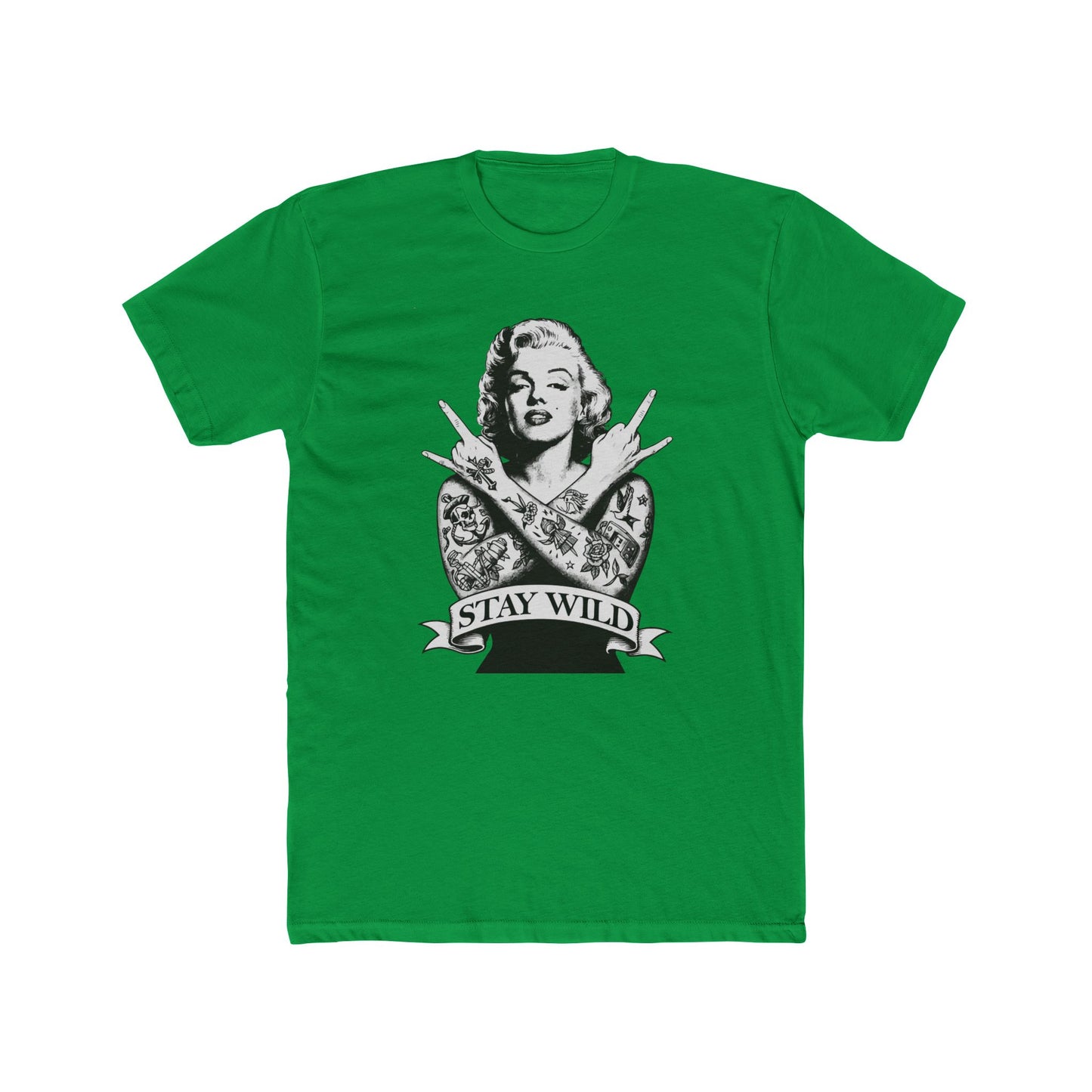 Stay Wild Unisex Cotton Crew Tee - Retro Tattoo Style Shirt - Riff Raff Wear