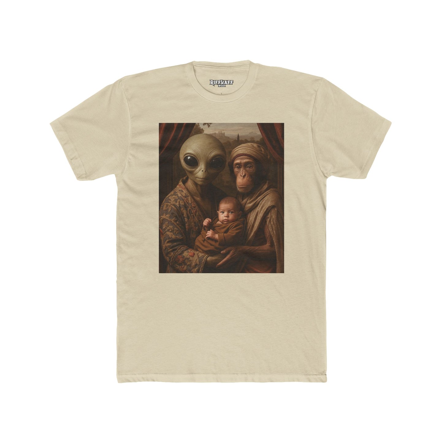 Early Earth Alien Family Portrait Unisex Cotton Crew Tee - Riff Raff Wear