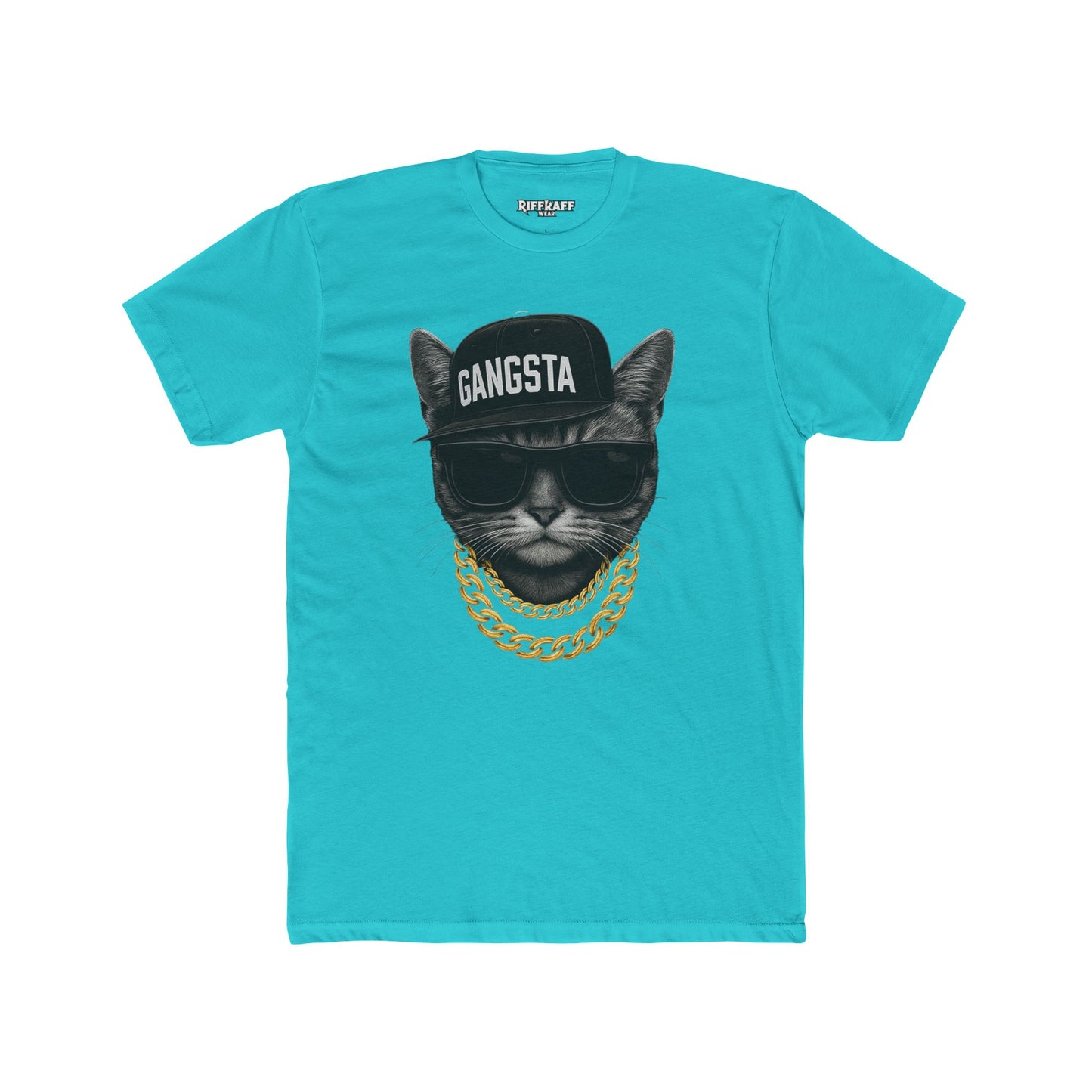 Gangsta Cat Unisex Cotton Crew Tee - Apparel for Animal Lovers - Riff Raff Wear