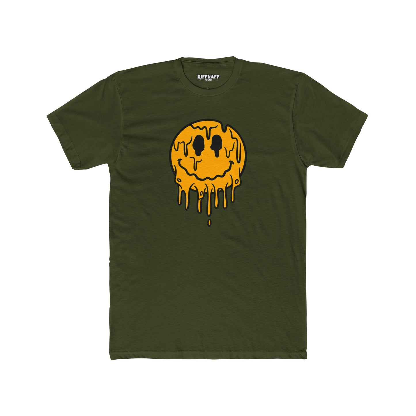 Drippy Smiley Face Tee - Unisex Cotton Crew Tee for Fun, Casual Wear, Trendy Outfit, Unique Gift, Festival Apparel, Streetwear - Riff Raff Wear