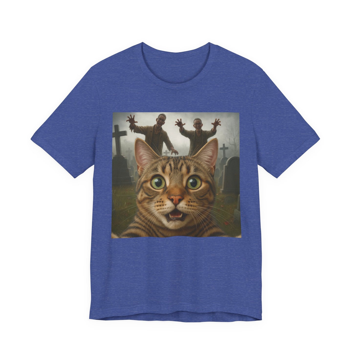 Zombie Cat Halloween Tee, Cute Cat Shirt, Unisex Graphic Tee, Funny Pet Lover Gift, Halloween Costume Top - Riff Raff Wear