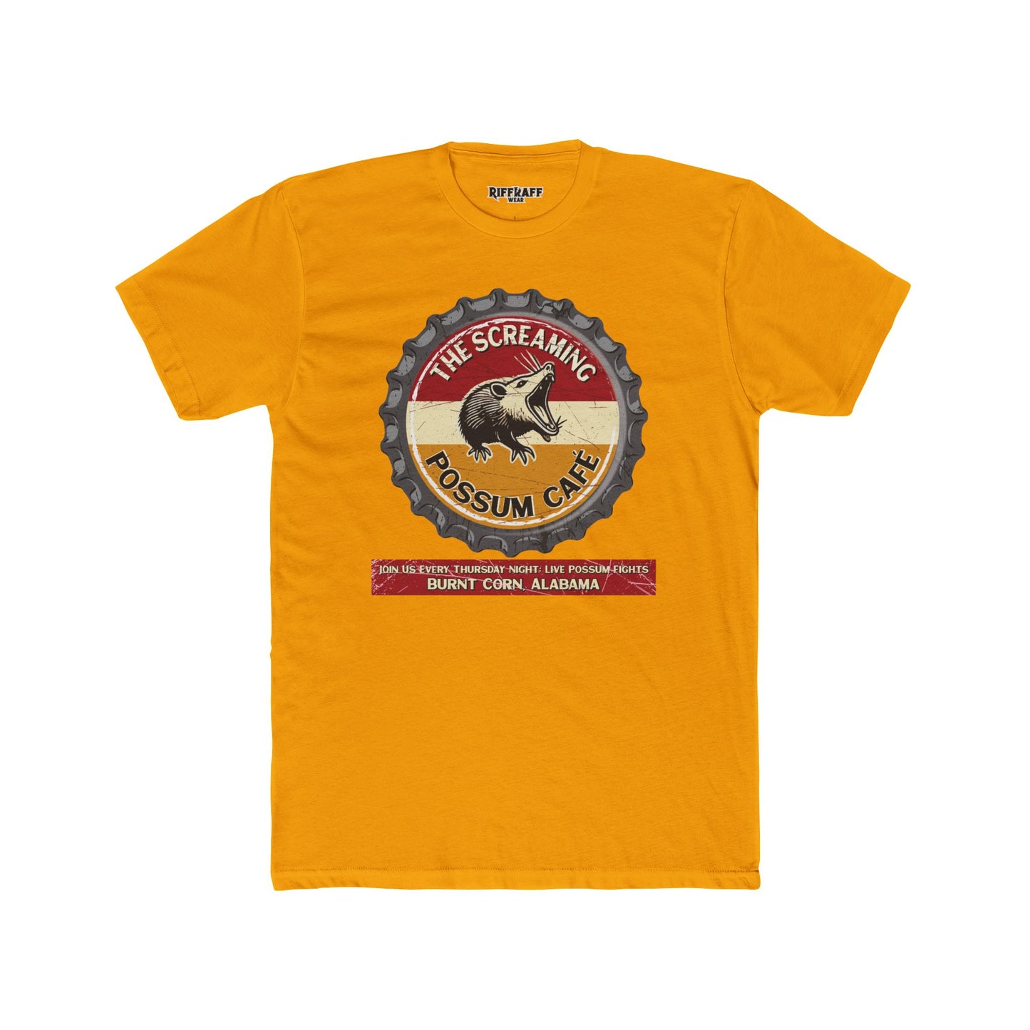 The Screaming Possum Unisex Cotton Crew Tee - Fun & Retro Graphic Shirt - Riff Raff Underground
