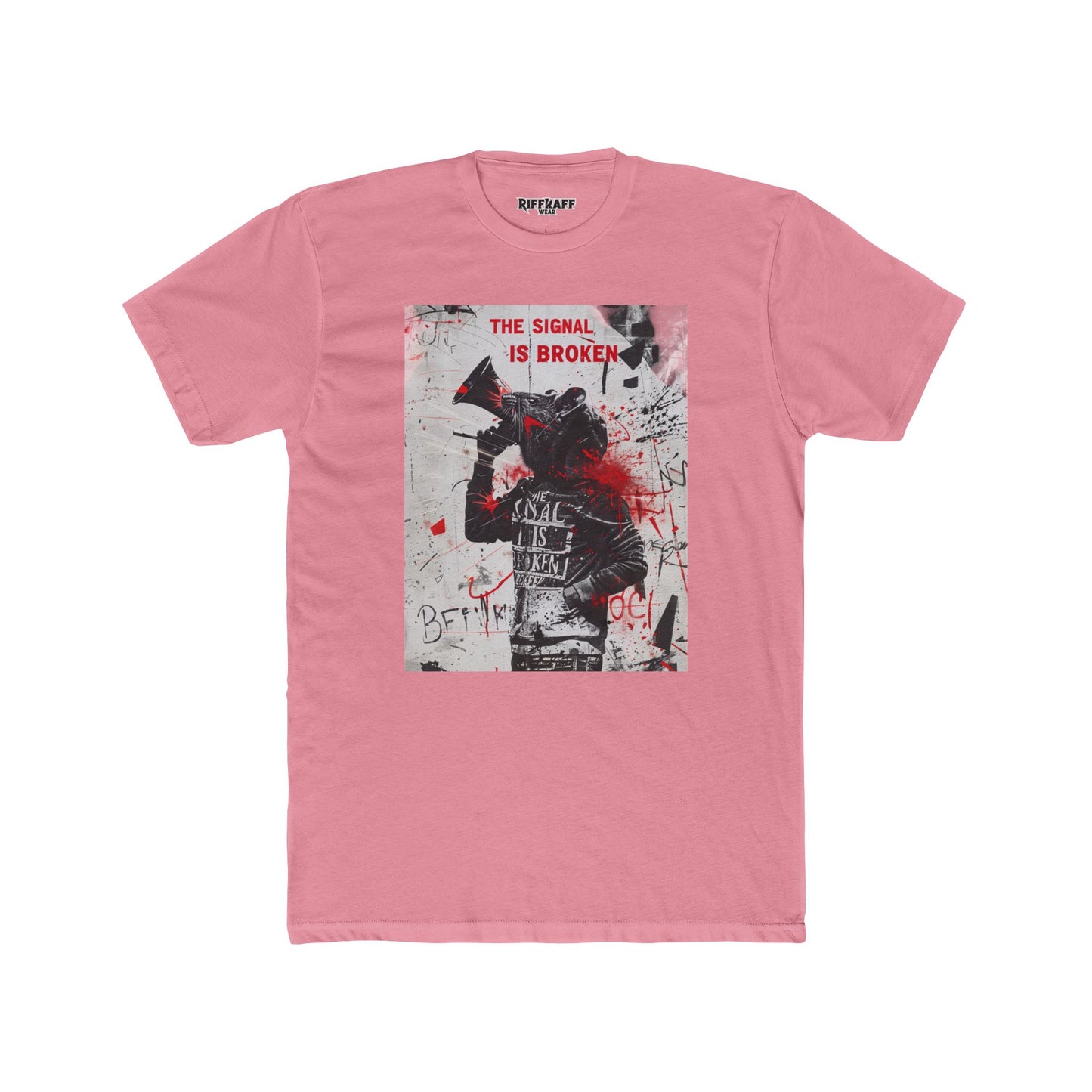 Unisex Cotton Crew Tee - "The Signal is Broken" Political Art - Riff Raff Wear
