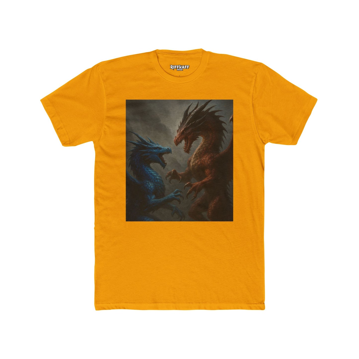 Epic Dragon Showdown Unisex Cotton Crew Tee | Fantasy T-Shirt - Riff Raff Wear
