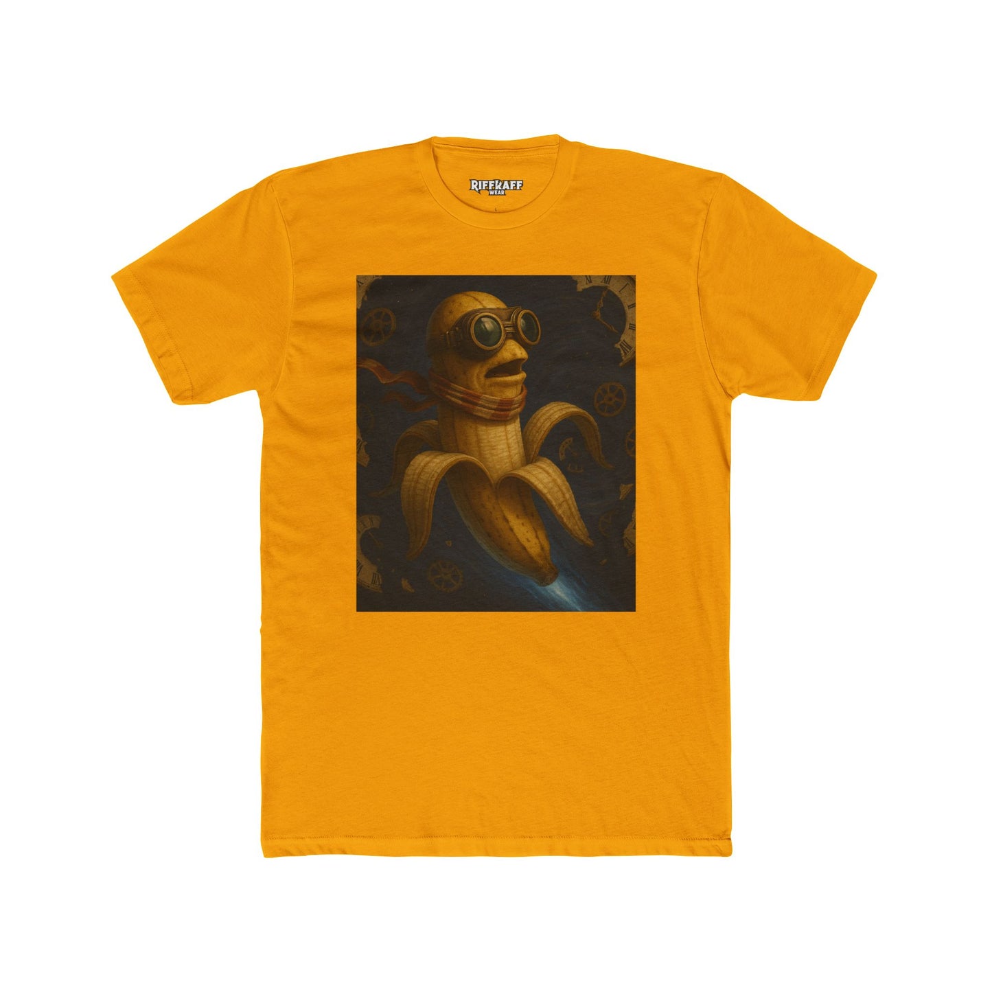 Whimsical Banana Time Traveler Unisex Cotton Crew Tee – Fun & Unique Graphic T-Shirt - Riff Raff Wear