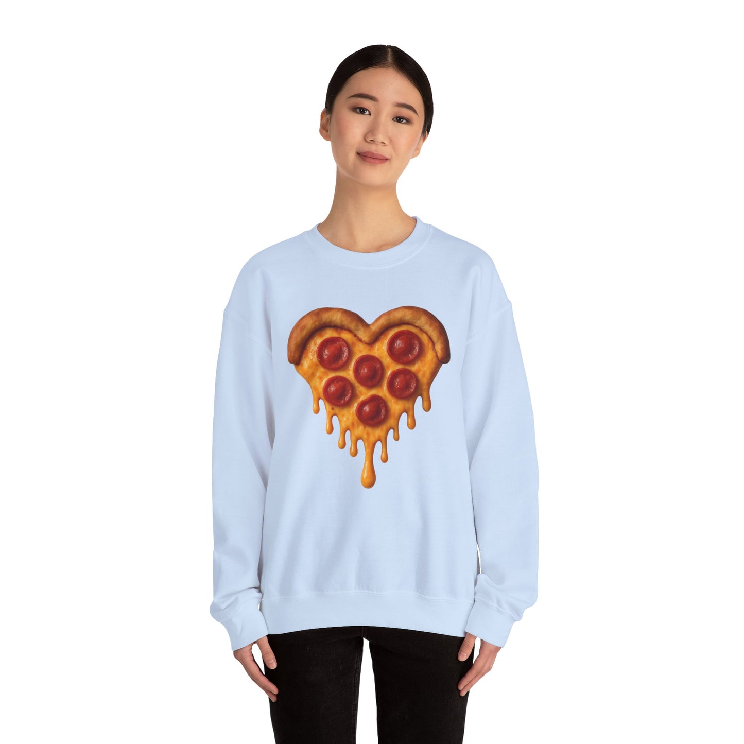 Heart-Shaped Pizza Sweatshirt - Unisex Cozy Crewneck for Food Lovers - Riff Raff Wear