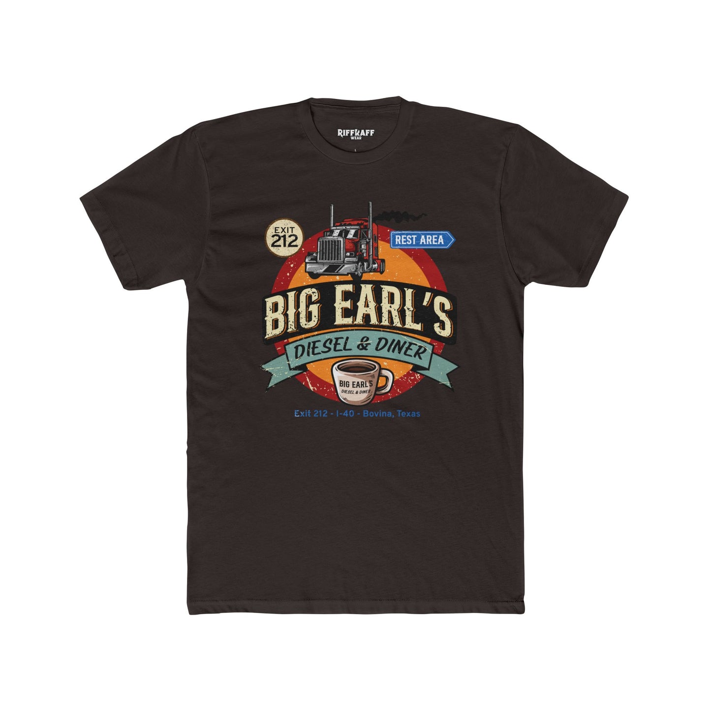 Big Earl's Diesel & Diner Graphic Tee - Unisex Cotton Crew Shirt - Riff Raff Underground
