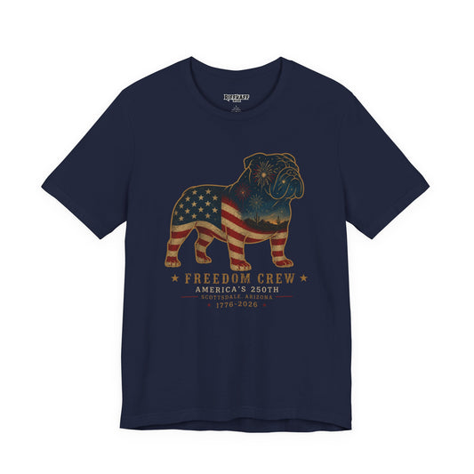 Freedom Crew English Bull Dog T-Shirt – Patriotic Bulldog Flag Tee