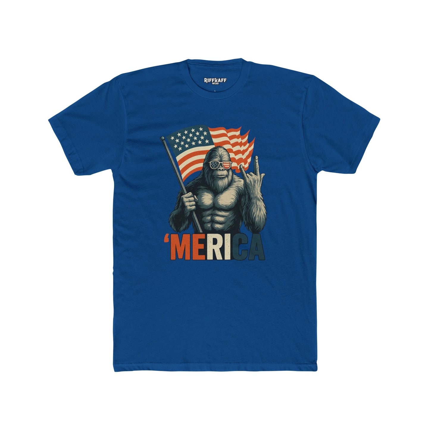 'Merica Bigfoot Tee - Fun Graphic T-Shirt, Unisex Humor Shirt, Patriotic Apparel, Perfect for BBQ - Riff Raff Wear