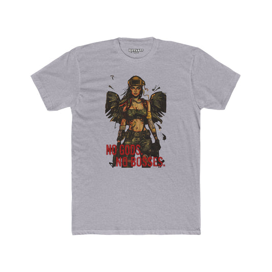No Gods No Bosses Unisex Cotton Crew Tee - Rebel Vibe Shirt - Riff Raff Wear