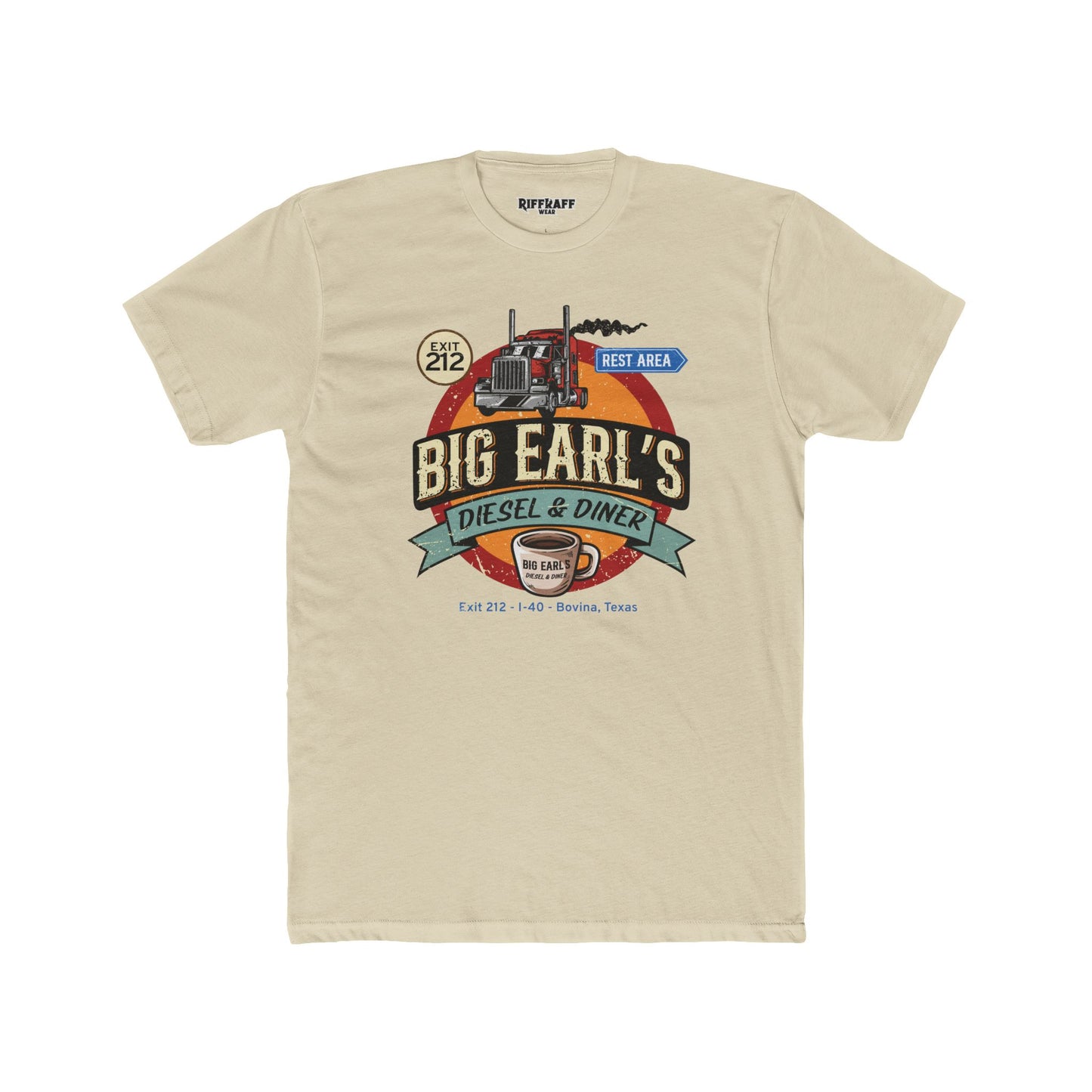 Big Earl's Diesel & Diner Unisex Cotton Crew Tee - Where Regret Gets Refueled - Riff Raff Underground