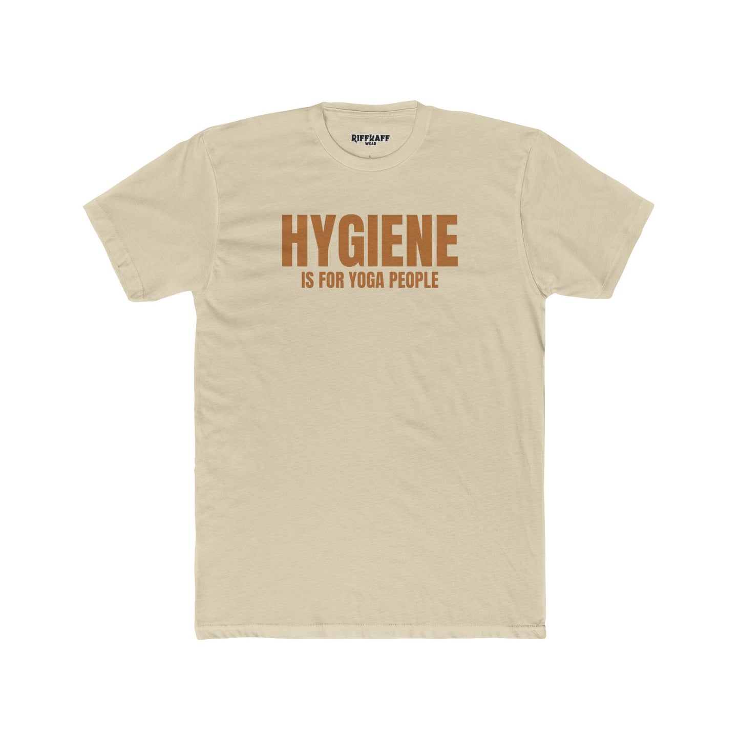 Funny Yoga & Gym Unisex Cotton Crew Tee - 'Hygiene is for Yoga People' & 'Lift. Sweat. Rack.' - Riff Raff Wear