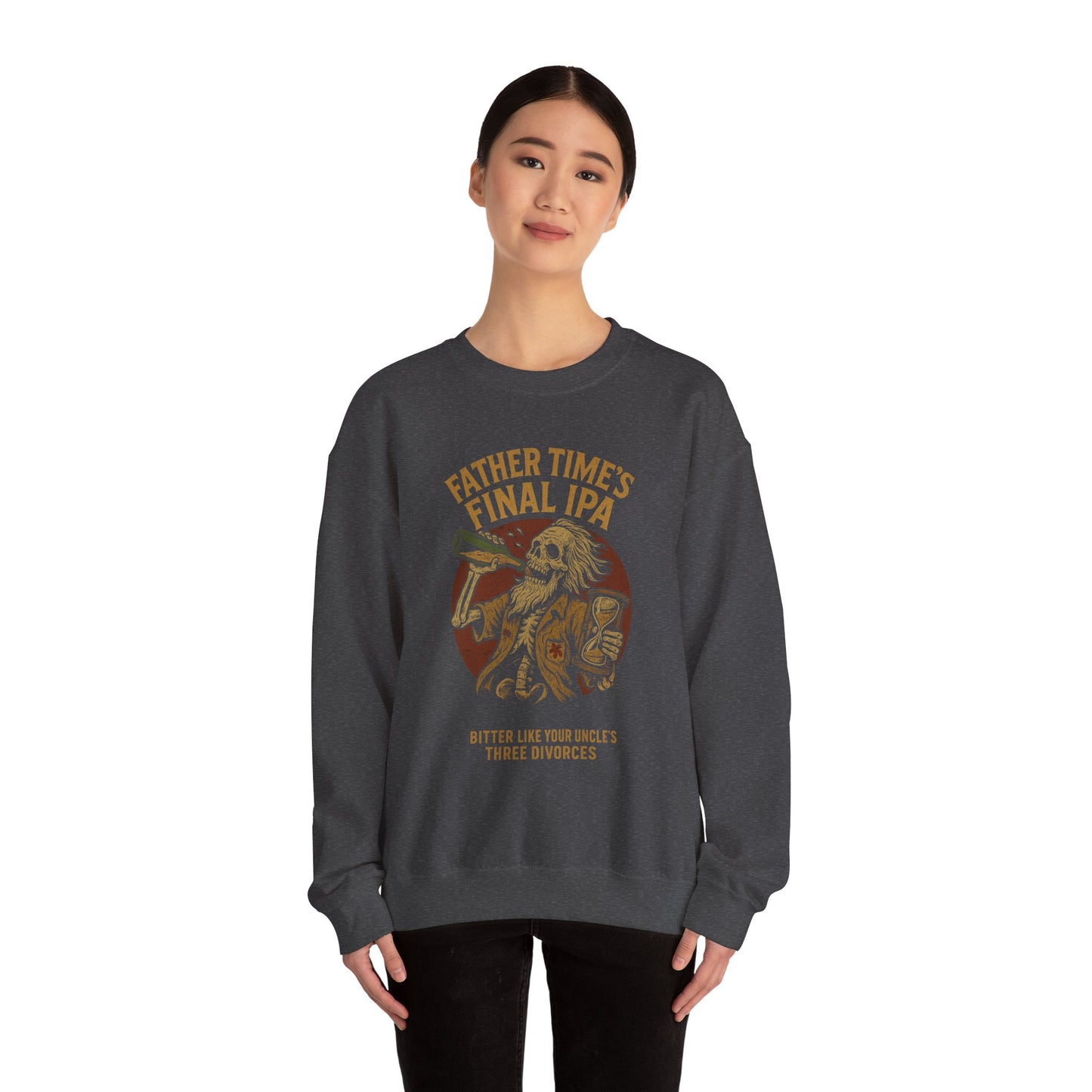Funny Unisex Crewneck Sweatshirt - Father Time's Final IPA Design - Riff Raff Wear Underground