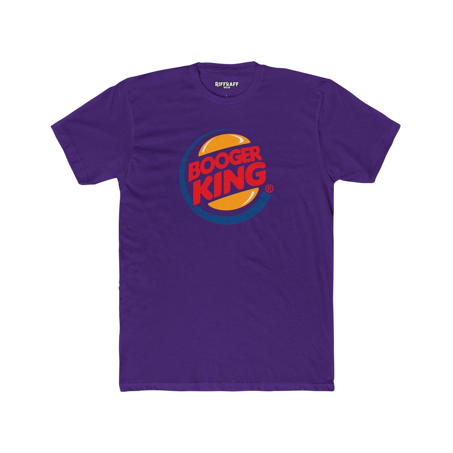 Funny 'Booger King' Unisex Cotton Crew Tee - Humorous T-Shirt for Kids and Adults - Parody Logo Series - Riff Raff Wear