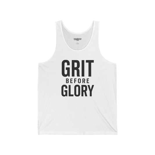 Grit Before Glory Unisex Jersey Tank - Motivational Workout Apparel - Fitness - Riff Raff Wear
