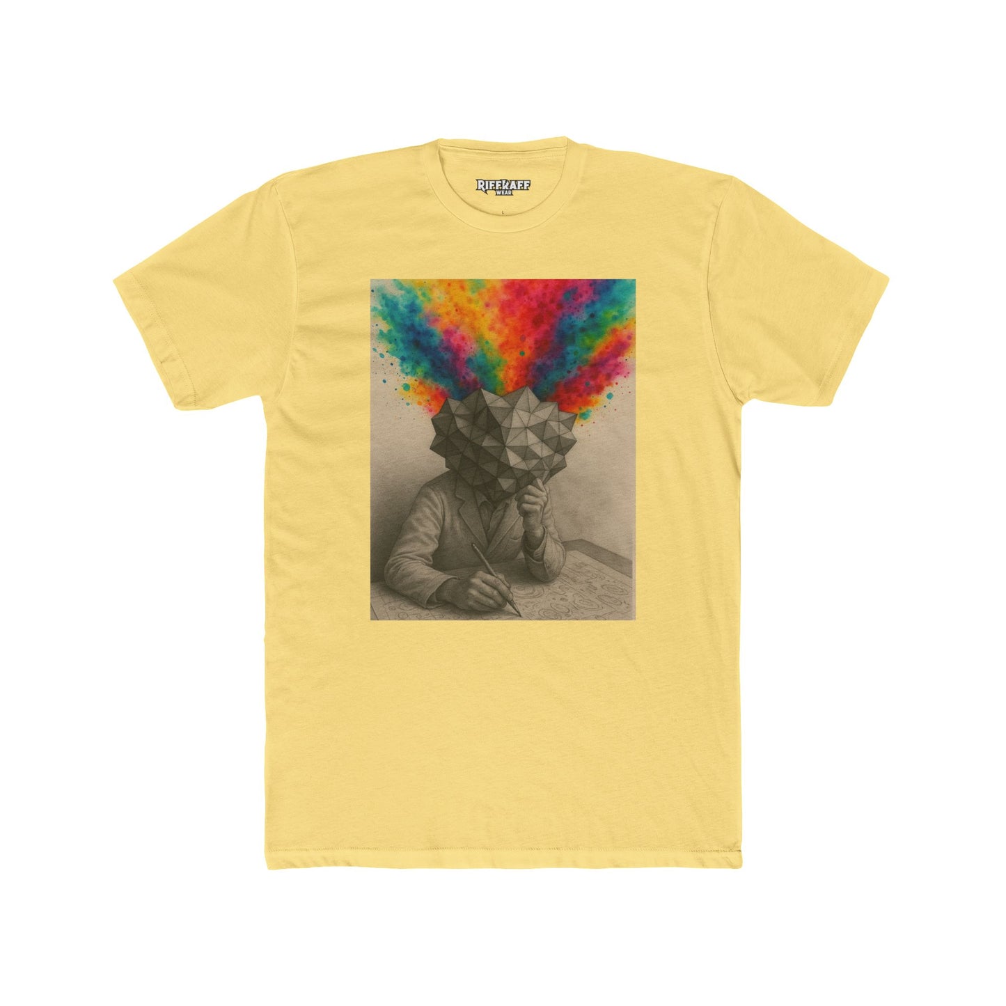 Creative Mind Unisex Cotton Crew Tee - Colorful Brain Design T-Shirt - Riff Raff Wear