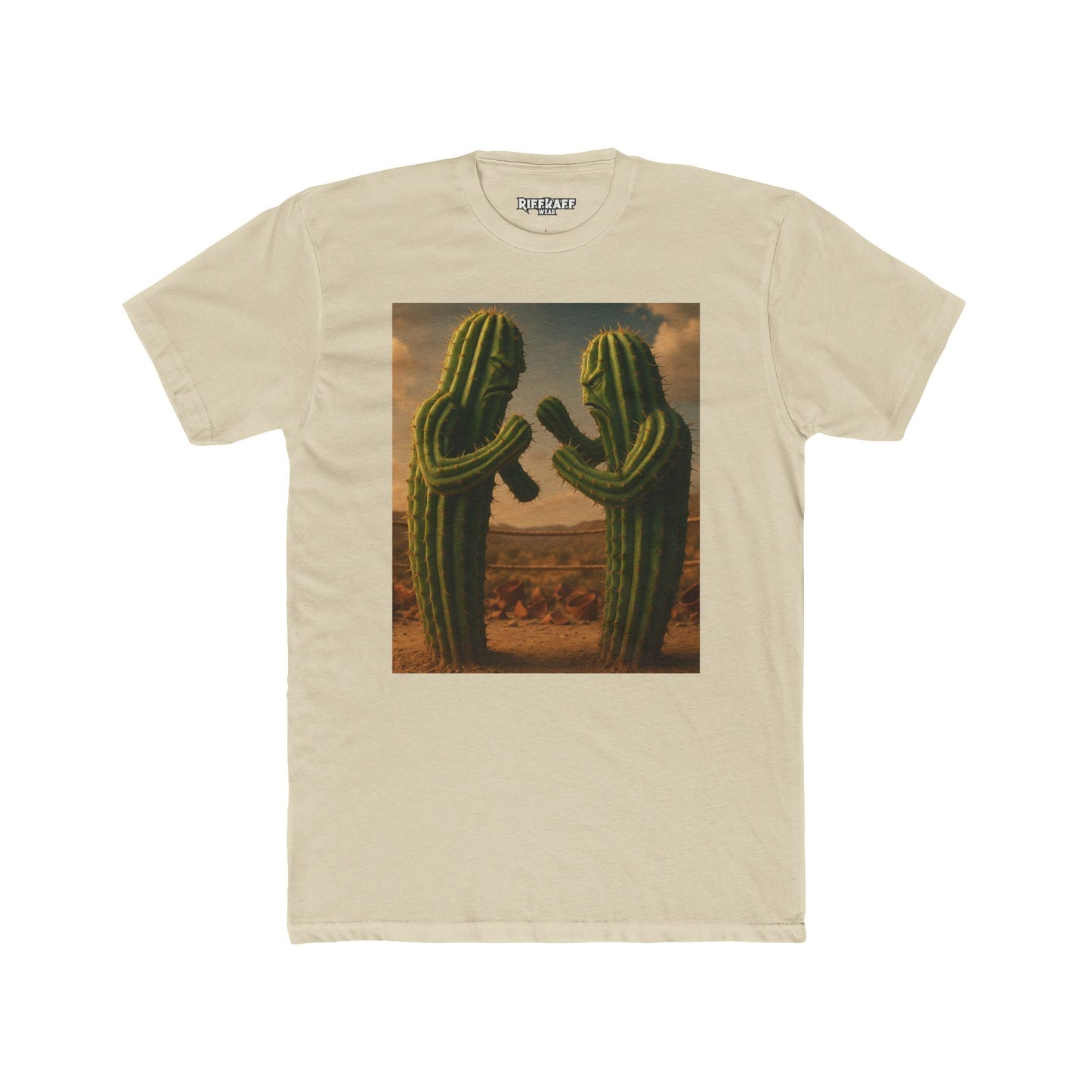 Funny Cactus Fight Club Crew Tee - Unique Unisex Cotton T-Shirt - Riff Raff Wear