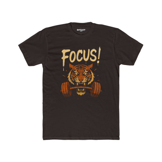 Focus Tiger Unisex Cotton Crew Tee - Motivational Fitness Shirt - Riff Raff Wear