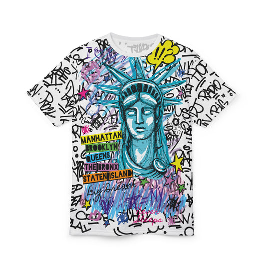 Statue of Liberty Graphic Tee - Unisex Cut & Sew Shirt for City Lovers - Riff Raff Wear