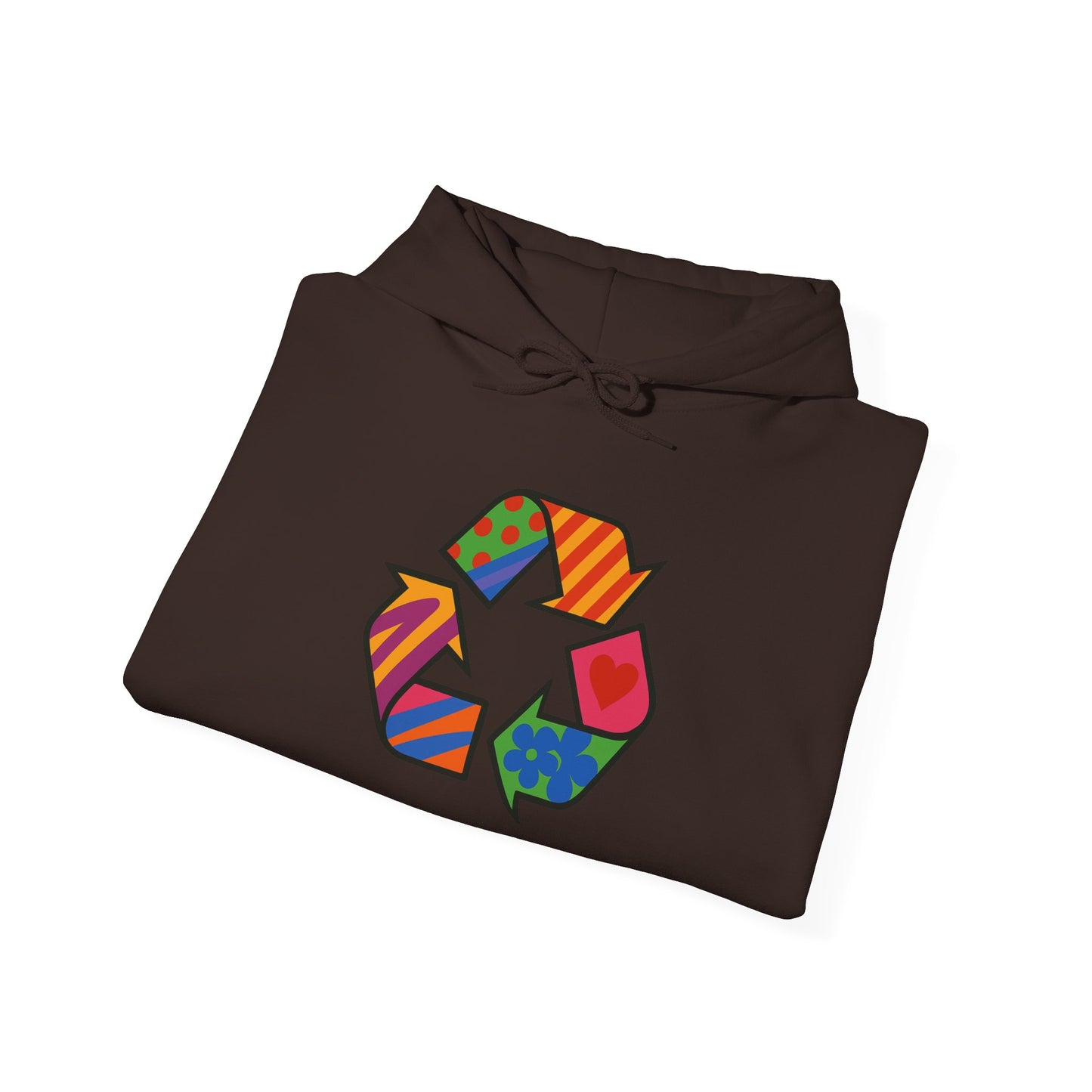 Eco-Friendly Unisex Hoodie with Colorful Recycle Design - Riff Raff Wear