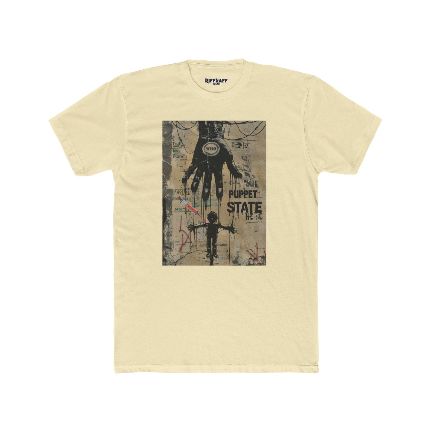 Unisex Cotton Crew Tee - Puppet State Political Art - Riff Raff Wear