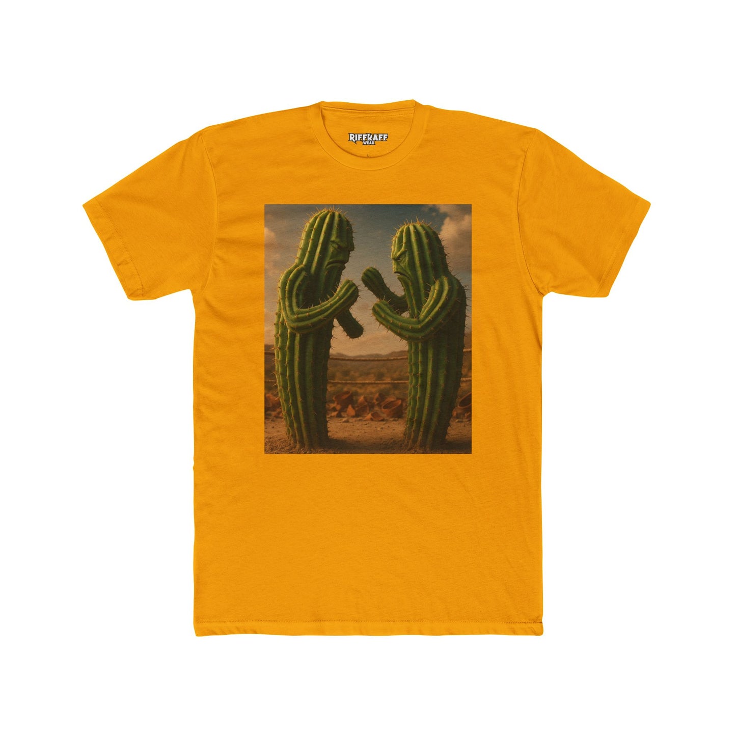 Funny Cactus Fight Club Crew Tee - Unique Unisex Cotton T-Shirt - Riff Raff Wear