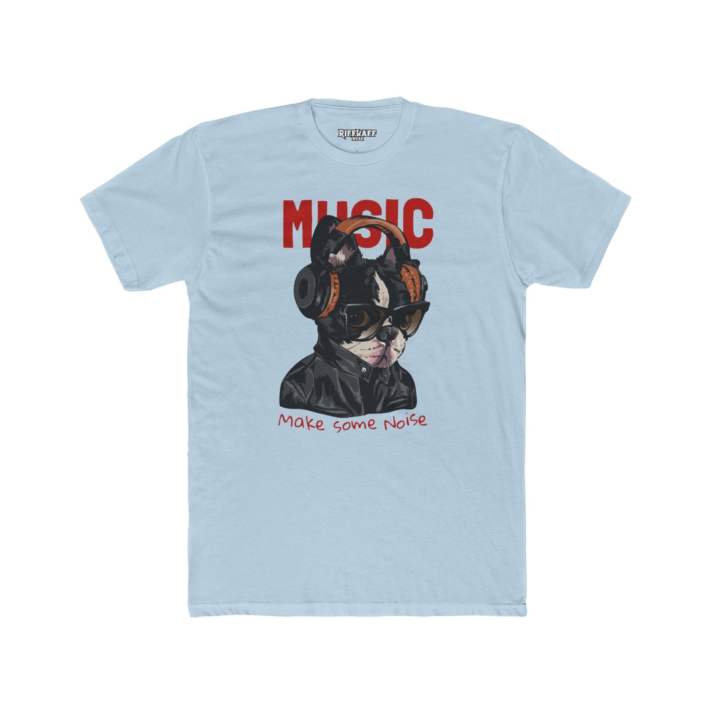 PetNique - Cool Dog Music Crew Tee - Unisex Cotton T-Shirt for Dog Lovers and Music Enthusiasts - Riff Raff Wear