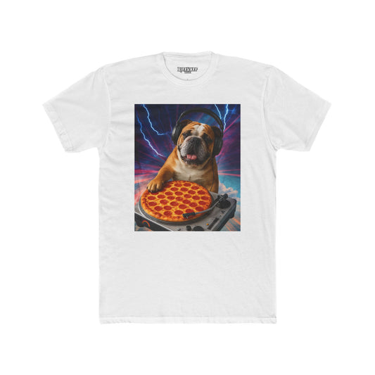 Funny DJ Dog Pizza Unisex Cotton Crew Tee - Riff Raff Wear