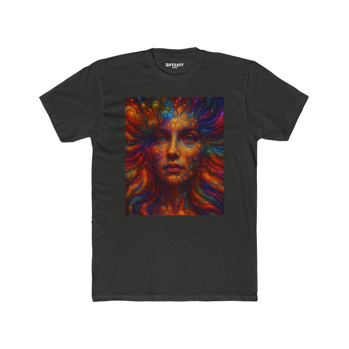 Vibrant Artistic Unisex Cotton Crew Tee - Colorful Abstract Face Design - Riff Raff Wear
