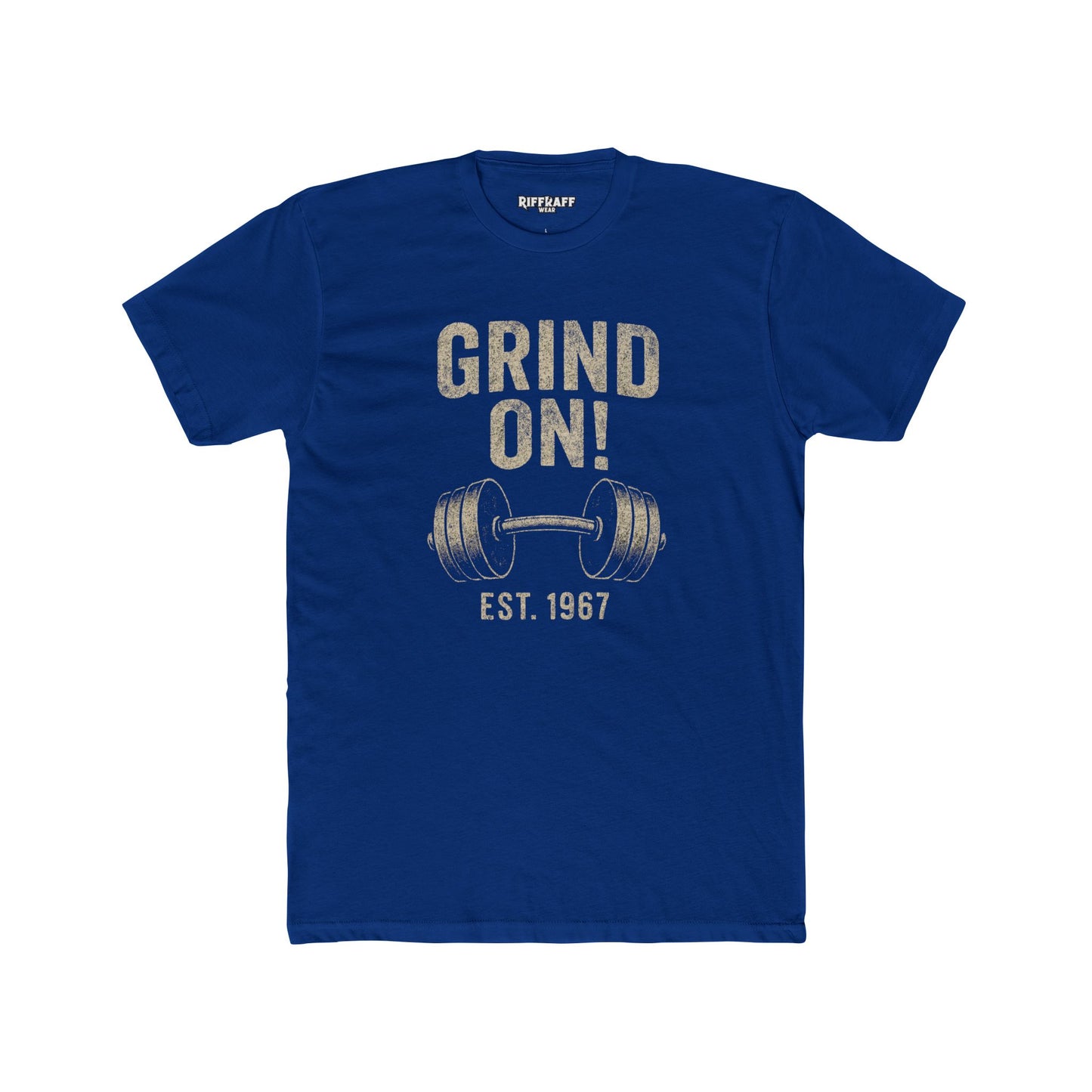 Grind On! Unisex Cotton Crew Tee for Fitness Enthusiasts - Riff Raff Wear