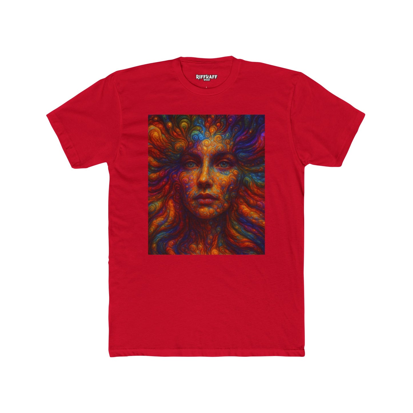 Vibrant Artistic Unisex Cotton Crew Tee - Colorful Abstract Face Design - Riff Raff Wear