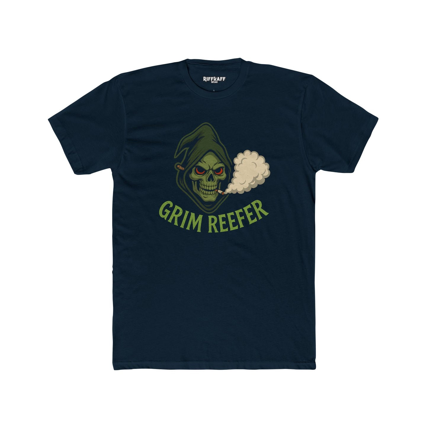 Grim Reefer Unisex Cotton Crew Tee - Casual Skull Graphic T-Shirt for Everyday Wear - Riff Raff Wear