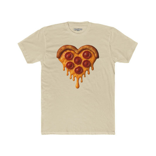 Heart-Shaped Pizza Unisex Cotton Crew Tee - Fun Foodie Apparel - Riff Raff Wear