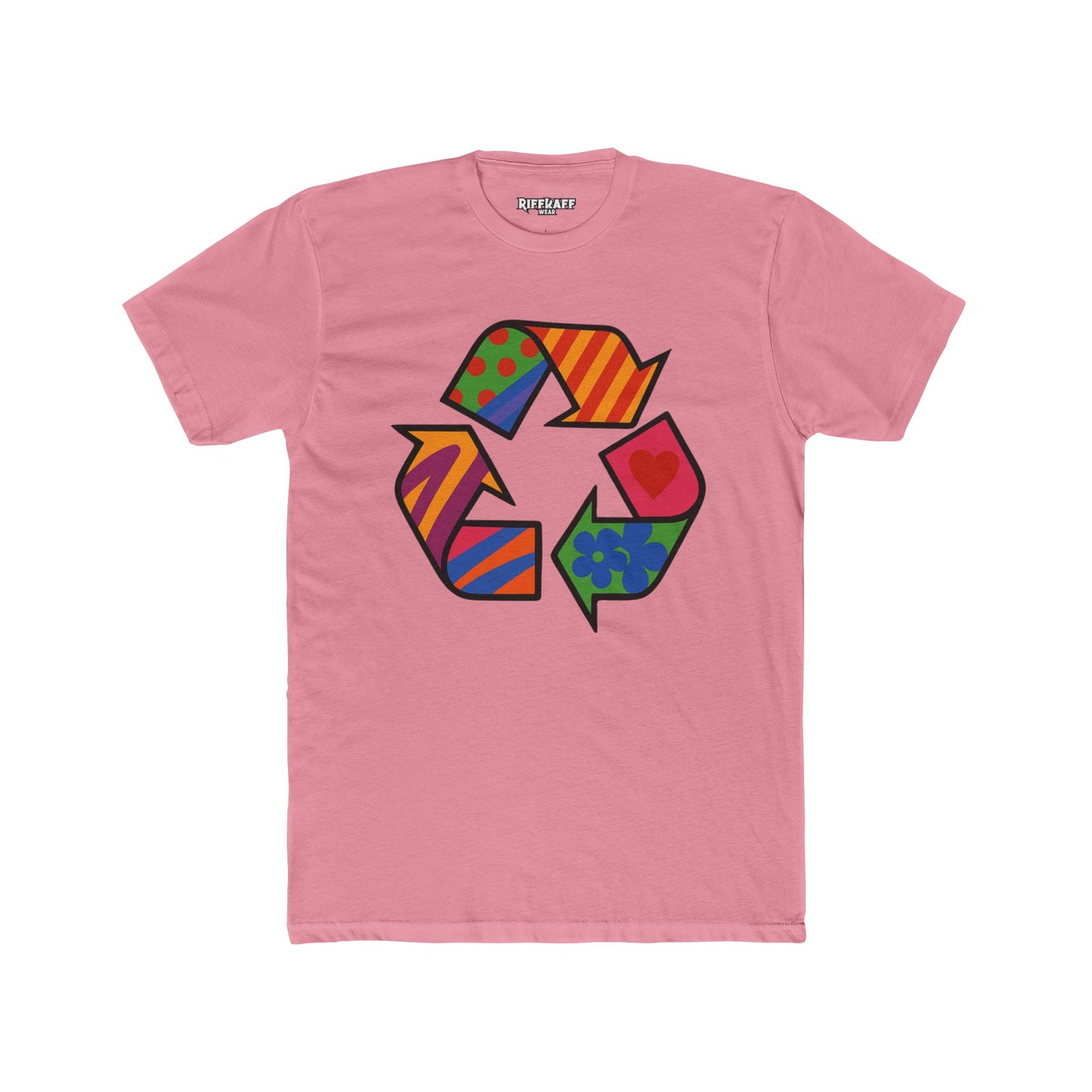 Colorful Recycle Symbol Unisex Cotton Crew Tee - Eco-Friendly Fashion - Riff Raff Wear