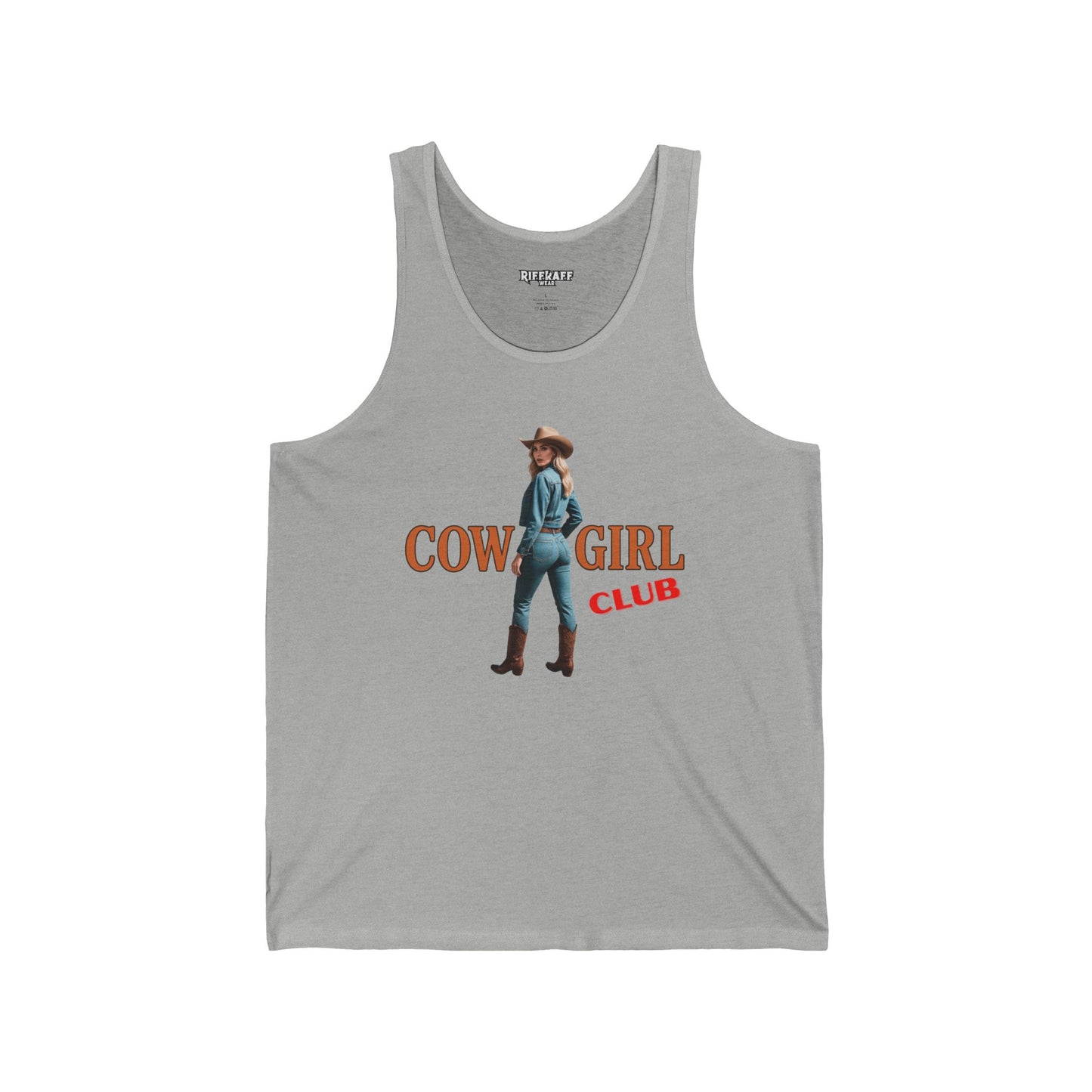 Cowgirl Club Unisex Jersey Tank - Fun Graphic Tee for Western Lovers - Riff Raff Wear