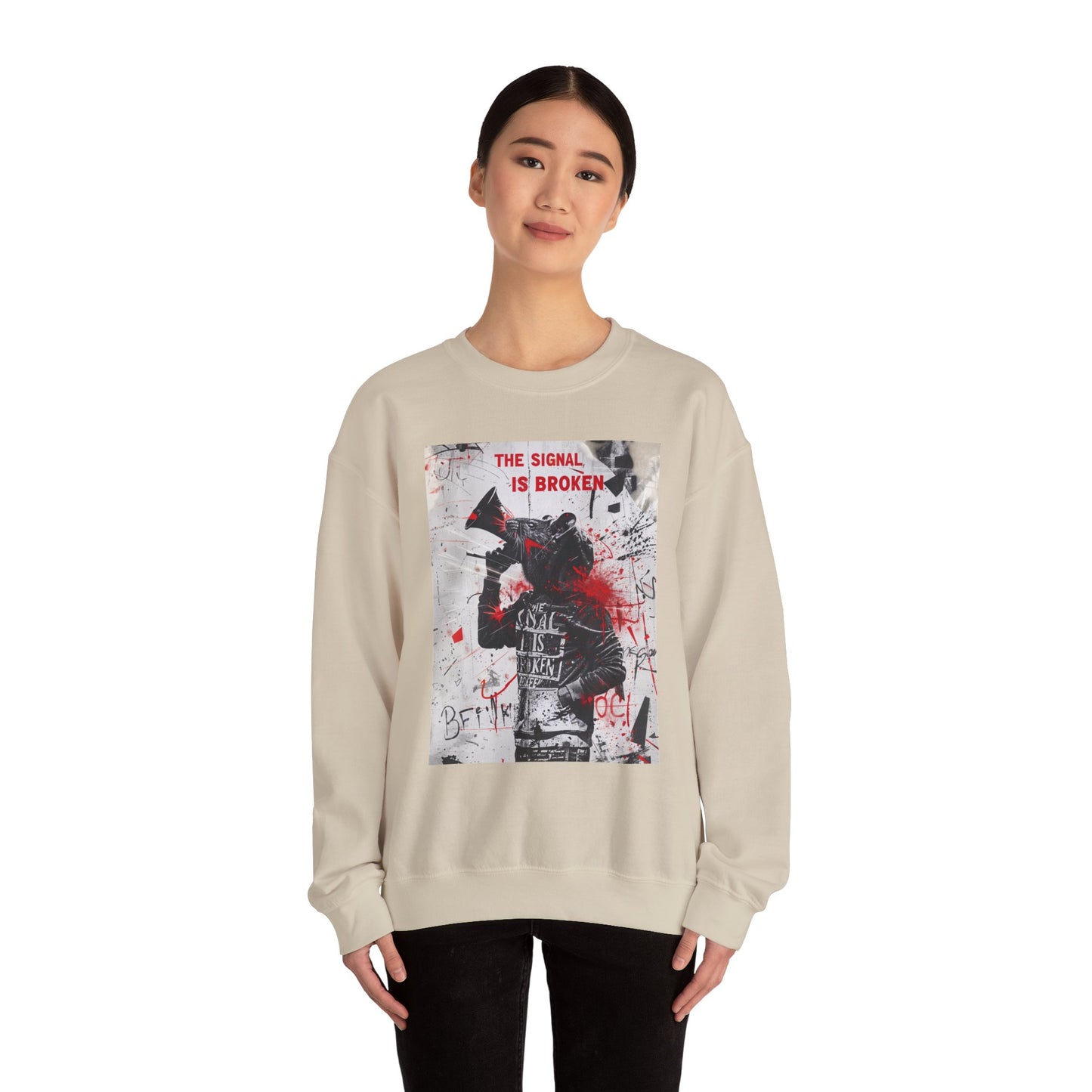 Unisex Crewneck Sweatshirt - "The Signal is Broken" Graphic Design - Riff Raff Wear