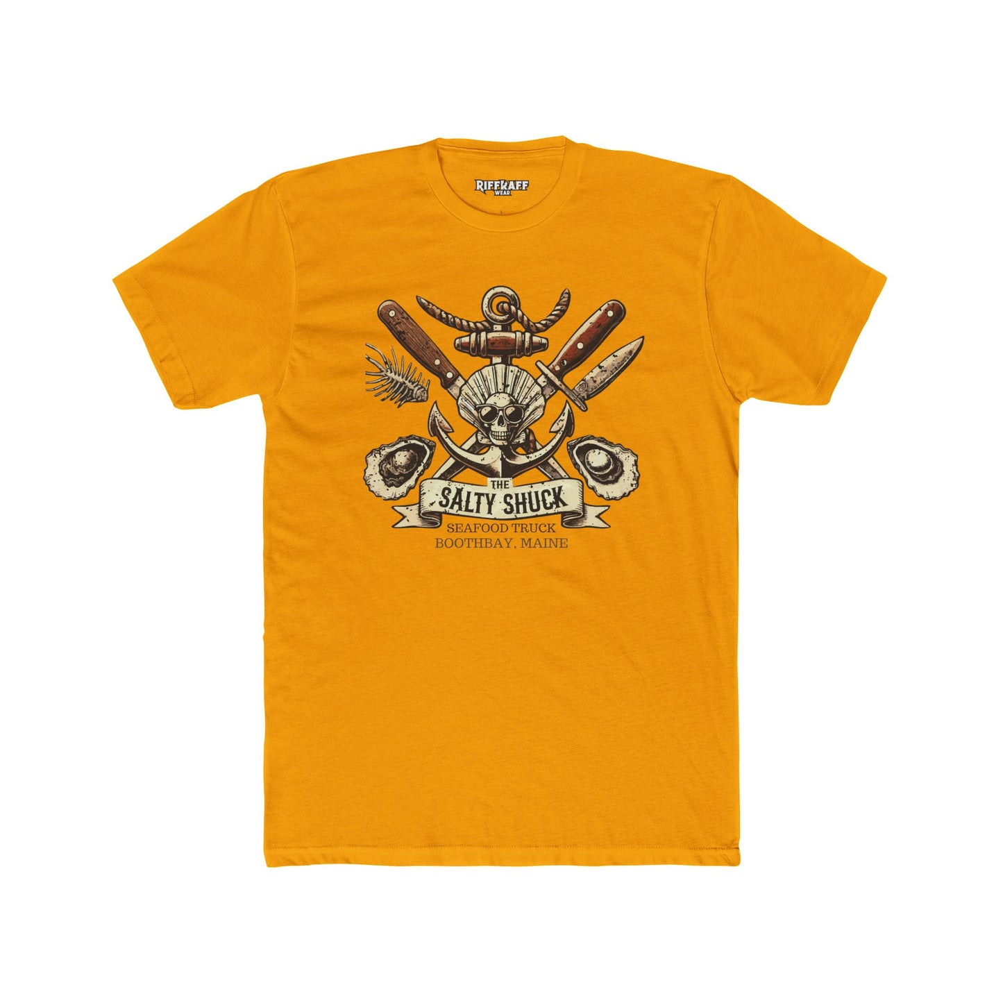 Salty Shuck Seafood Truck Crew Tee | Vintage Inspired Unisex Cotton T-Shirt - Riff Raff Underground