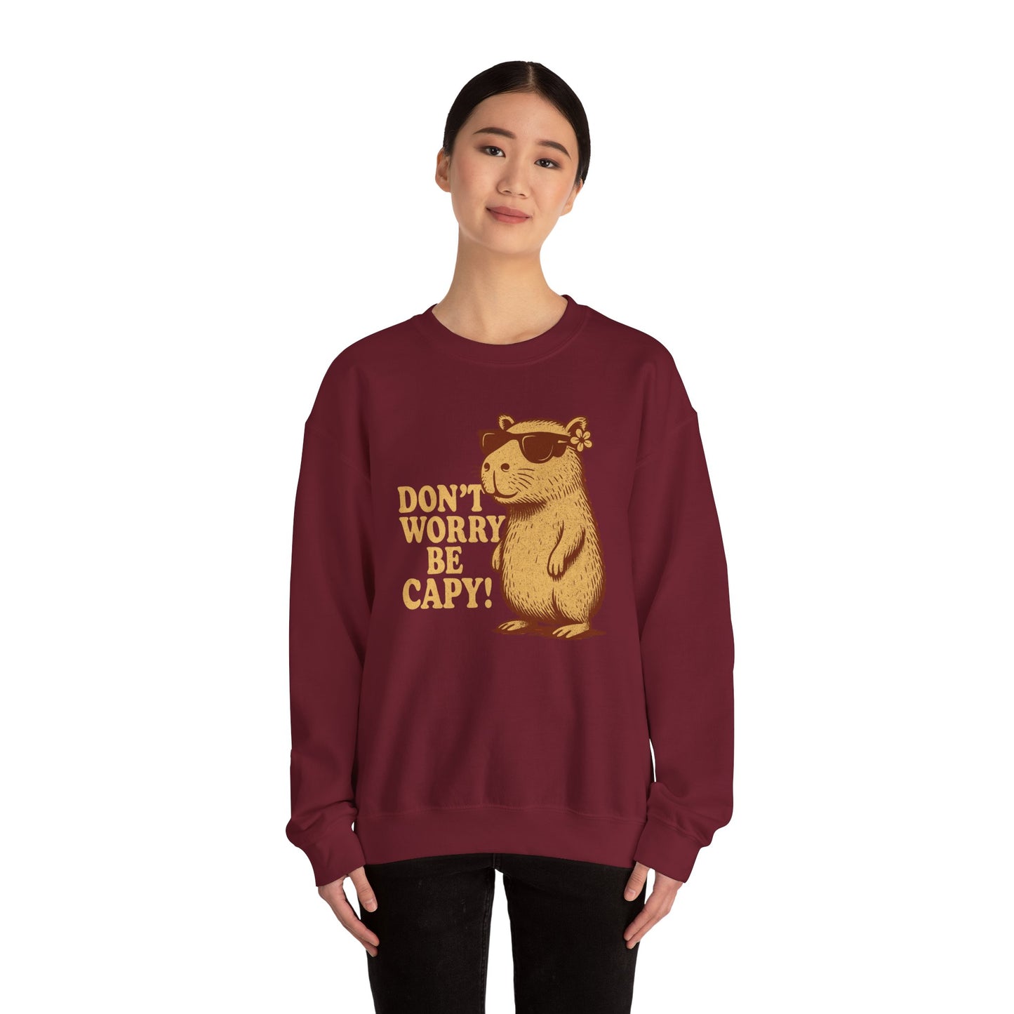 Don't Worry Be Capy! - Unisex Heavy Blend Crewneck Sweatshirt - Riff Raff Wear
