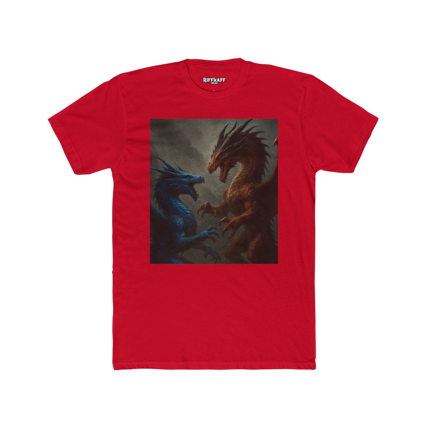 Epic Dragon Showdown Unisex Cotton Crew Tee | Fantasy T-Shirt - Riff Raff Wear