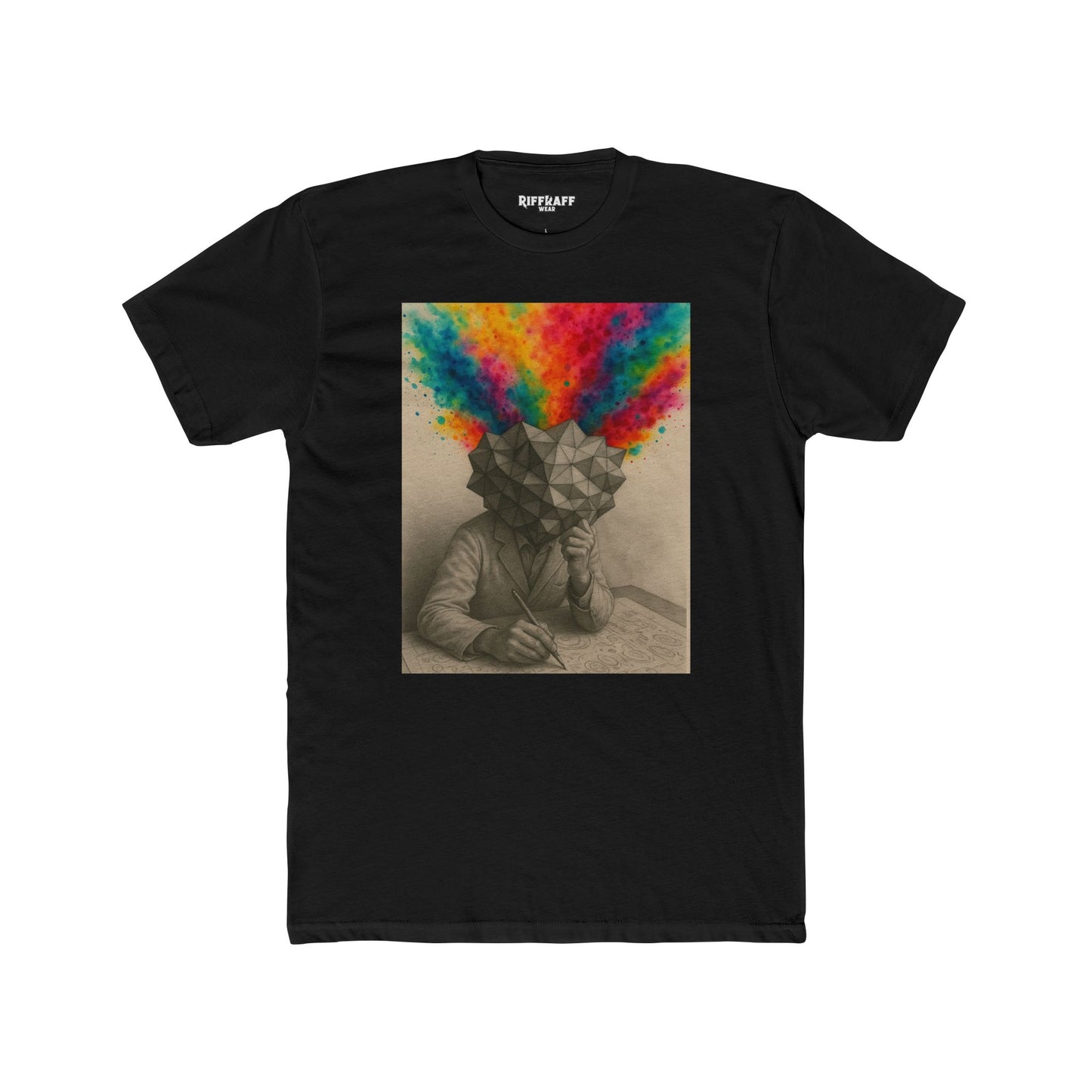 Creative Mind Unisex Cotton Crew Tee - Colorful Brain Design T-Shirt - Riff Raff Wear
