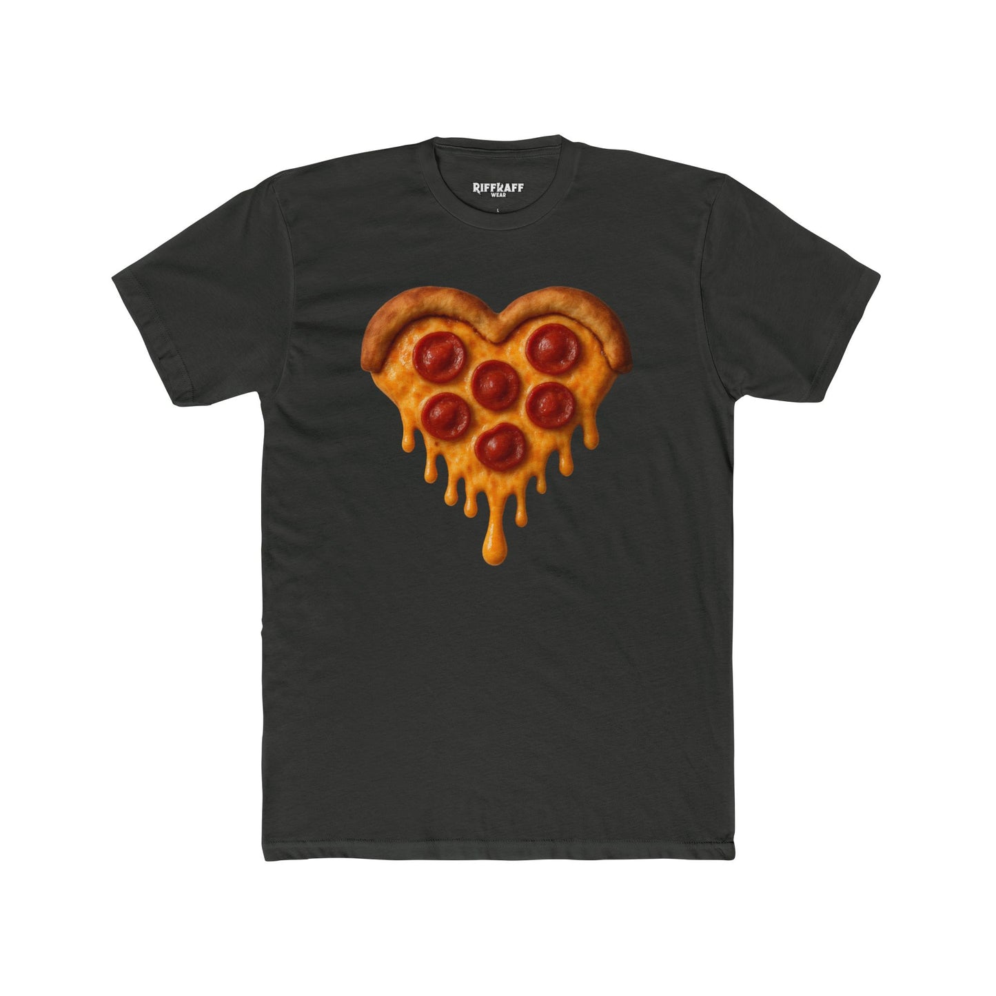 Heart-Shaped Pizza Unisex Cotton Crew Tee - Fun Foodie Apparel - Riff Raff Wear